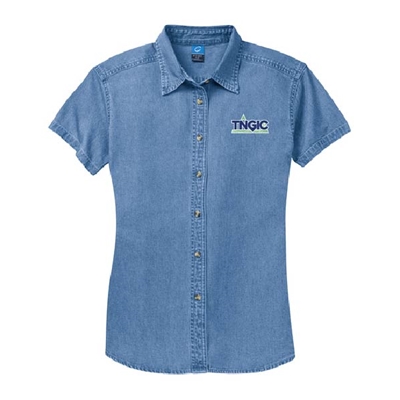 TNGIC-LSP11 • Port & Co™ Women's Short Sleeve Value Denim Shirt
